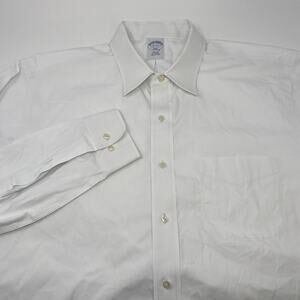 Brooks Brothers 346 17-2/3 Solid White Long Sleeve Button UpmDress Shirt‎